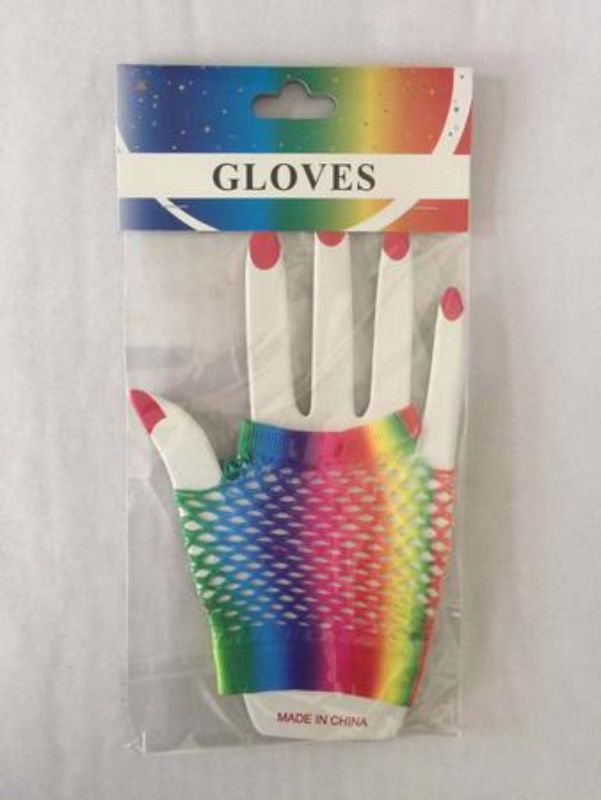 Vibrant rainbow gloves set of 12, perfect for parties, festivals, and children's events, adding colorful fun to any celebration.
