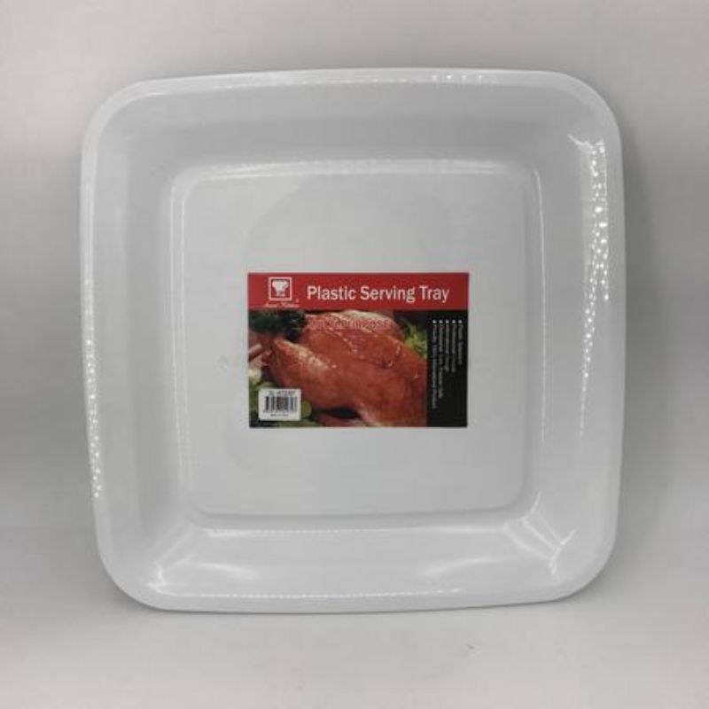 Set of 12 durable plastic trays, 40x40x3.3 cm, ideal for serving, organizing, and versatile use for any occasion.