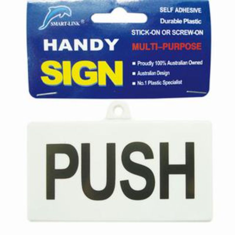 Set of 12 durable self-adhesive PUSH signs for clear direction in busy indoor and outdoor environments.