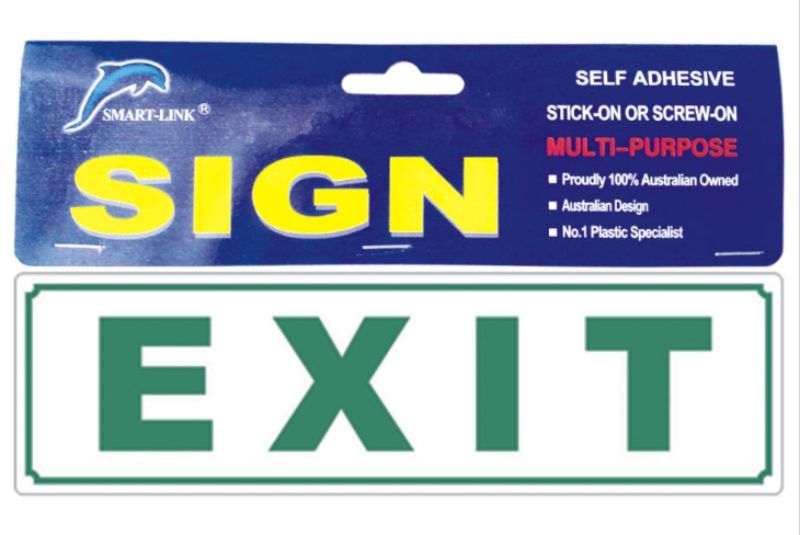 Set of 6 durable self-adhesive fire exit signs for easy installation and enhanced safety compliance in any environment.