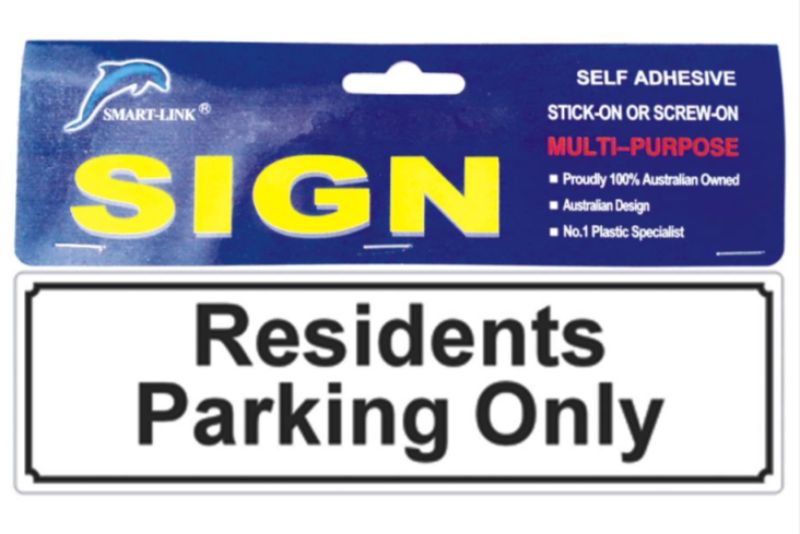 Set of 6 durable plastic signs reading "Residents Parking Only" for clear parking management in residential areas.