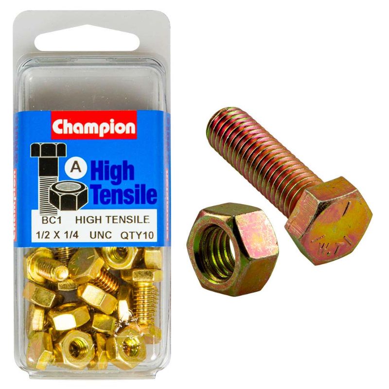High-quality Champion 1/2in x 1/4in Set Screw & Nut (A) - GR5, ideal for durable and reliable fastening in various applications.