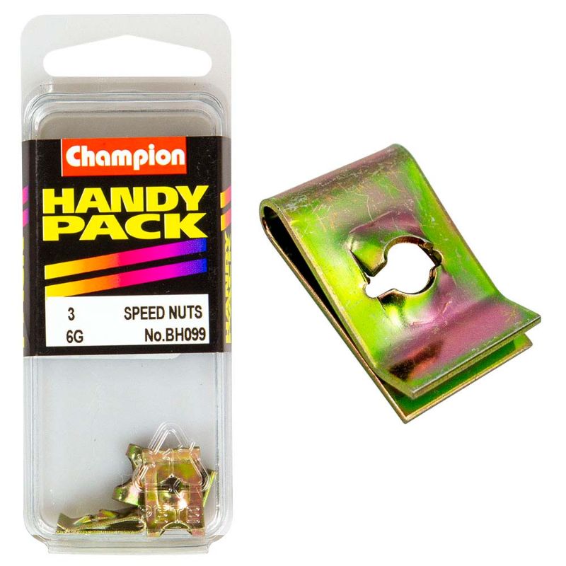 Champion 6G speed nut designed for secure fastening in automotive and construction tasks, ensuring durability and easy installation.