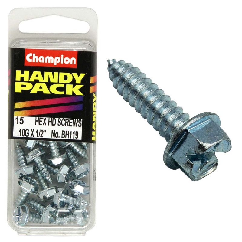 Champion 10G x 1/2in S/Tap Set Screw with Hex Head for durable and reliable fastening in construction and manufacturing projects.