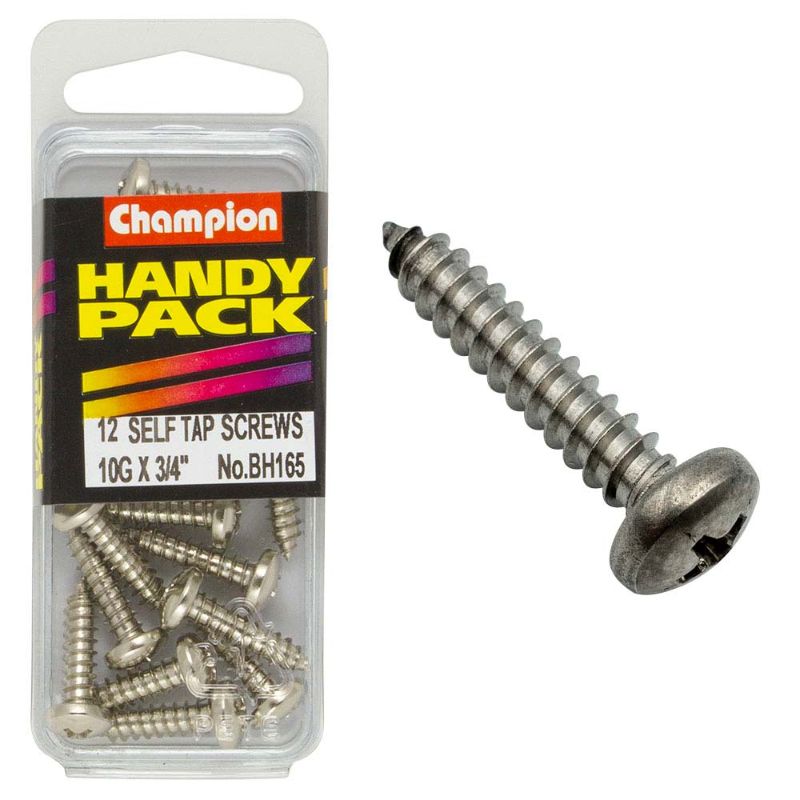 Champion 10G x 3/4in set screw, strong and durable, ideal for plumbing and electrical fastenings, corrosion-resistant.