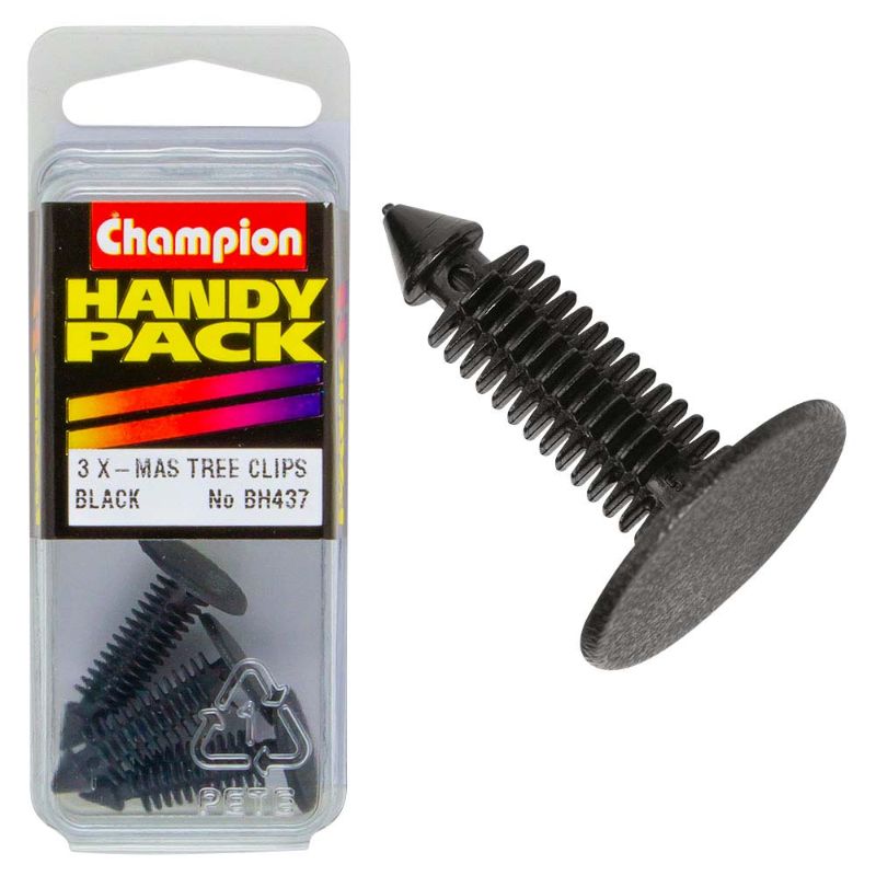Black Champion Xmas Tree Trim Clip for securing ornaments and lights, featuring a sleek design for festive decor ease.