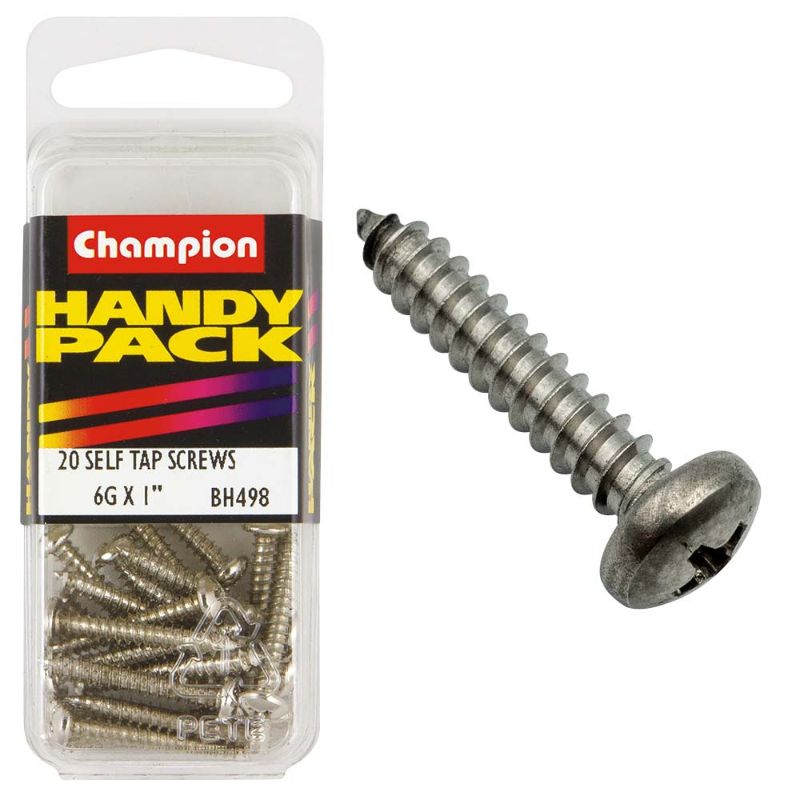 Champion 6G x 1in S/Tap Set Screw with Pan HD design, offering durability and optimal grip for various fastening applications.