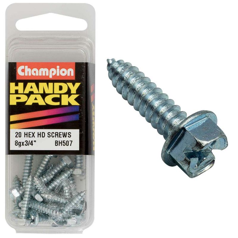 Champion 8G x 3/4in S/Tap Set Screw with hex head design for easy installation and reliable fastening in various applications.
