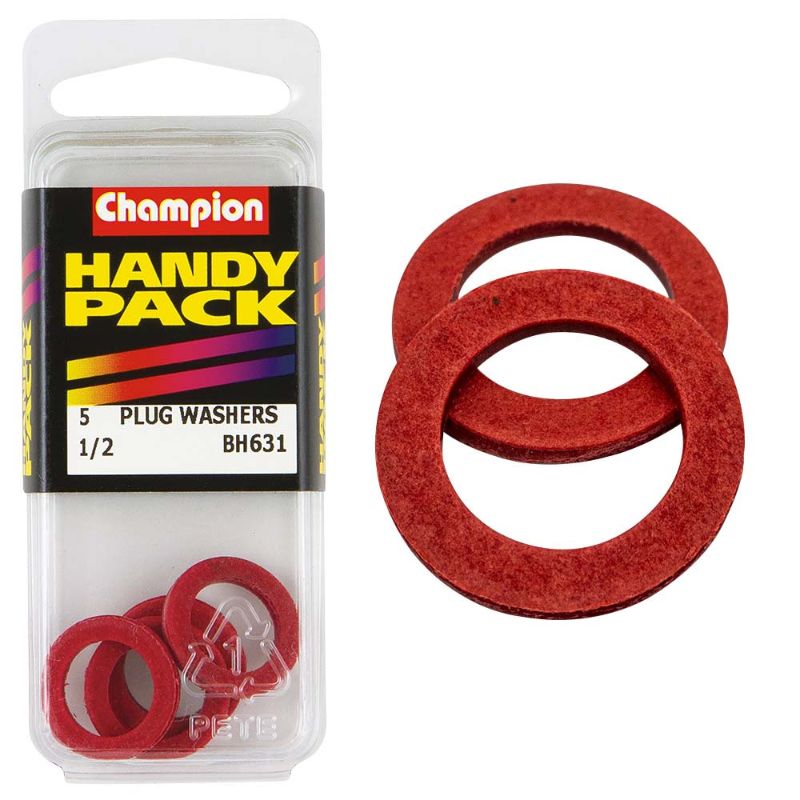 Champion #1 OS Fibre Sump Plug Washer for 1/2in applications, provides leak-proof seal and durability against wear.