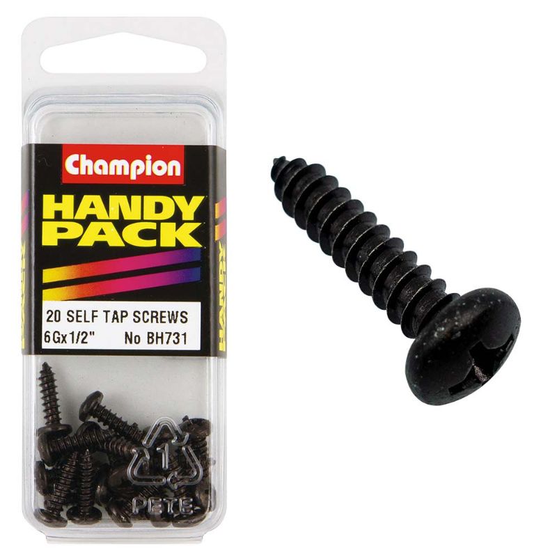 Champion 6G x 1/2in set screw in black zinc coating, durable, corrosion-resistant, and ideal for various fastening applications.
