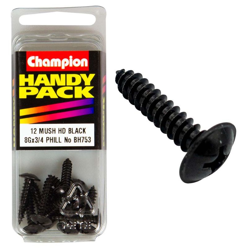 Champion 8G x 3/4in black zinc washer face set screw, providing durability and reliable fastening for various projects.
