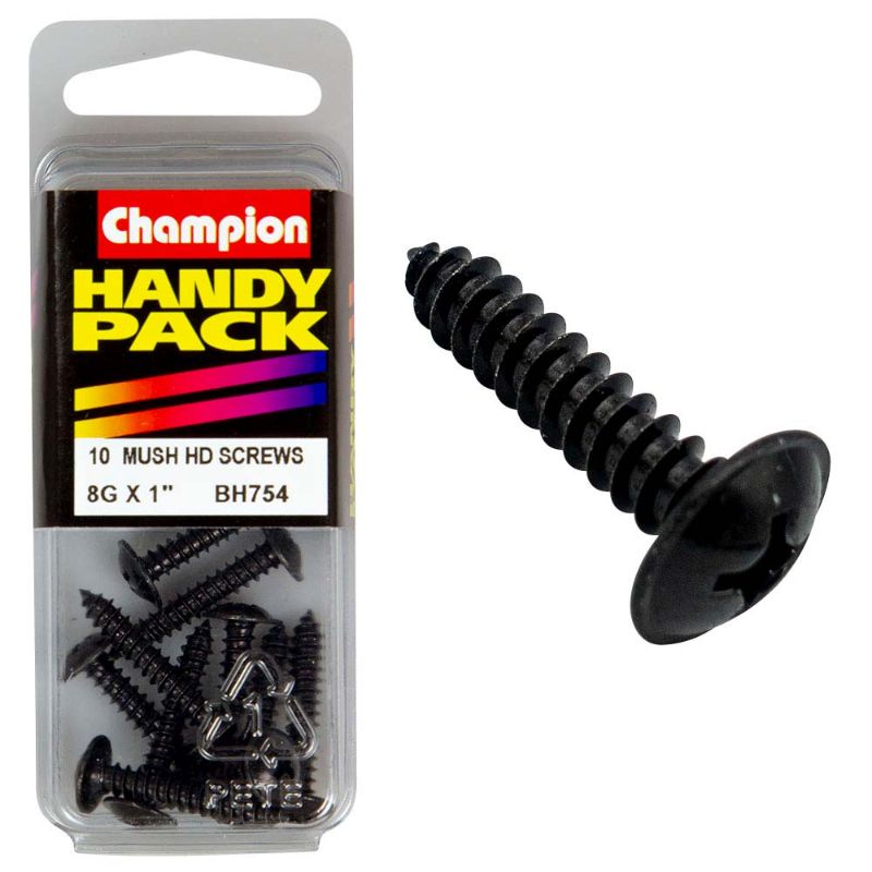 Pack of 10 Champion 8G x 1in black washer faces for taps, ensuring durable, leak-free plumbing installations.