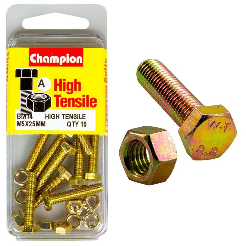 Champion M5 x 25 Set Screw & Nut (A) - GR8.8 fastener, crafted from durable steel for construction and automotive applications.