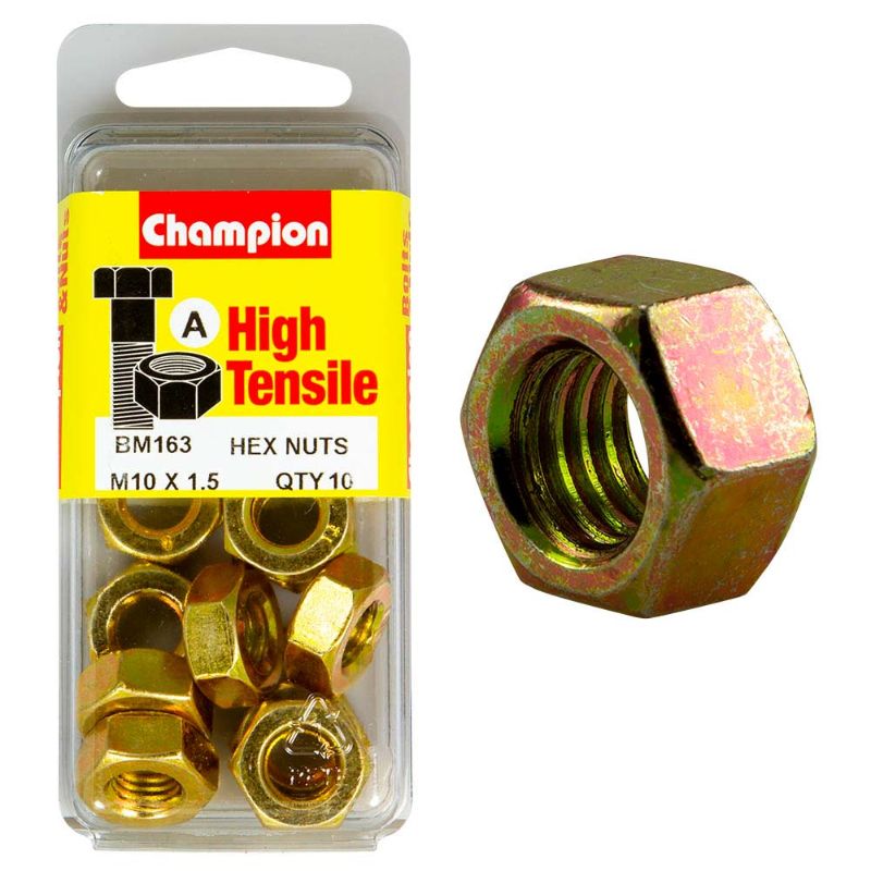 Durable Champion M10 x 1.5 Hex Nut (A) - GR8.8 for reliable fastening in construction and automotive projects.