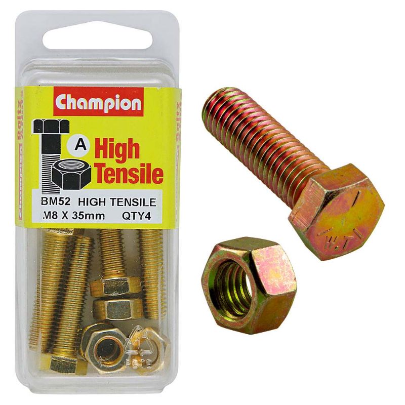 M8 x 35 Champion set screw and nut (GR8.8) for heavy-duty strength and durability in various applications.