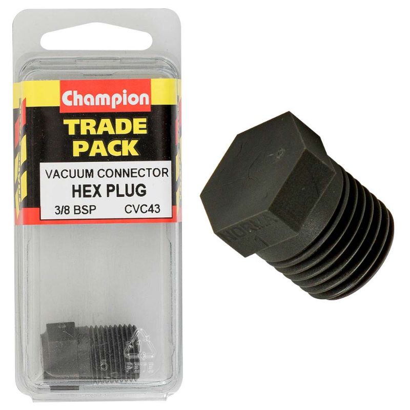 Champion Hex Taper Plug 3/8in BSP - durable plumbing fitting for oil, water, and gas with secure leak-proof taper design.