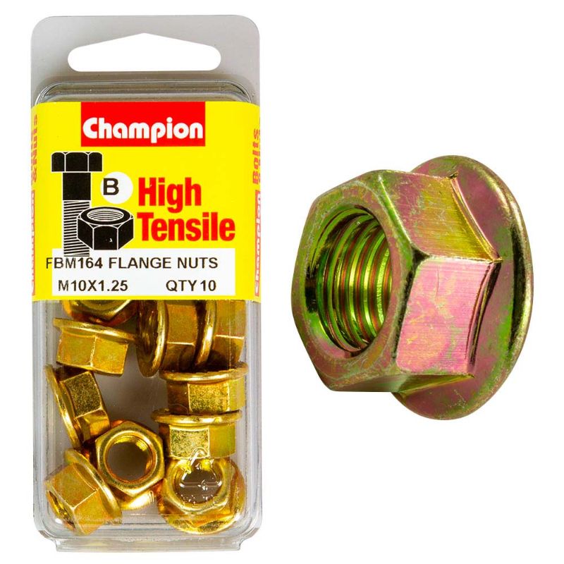 Champions Flange Nut M10 x 1.25, GR8.8, features high-strength material and innovative design for dependable, long-lasting fastening.