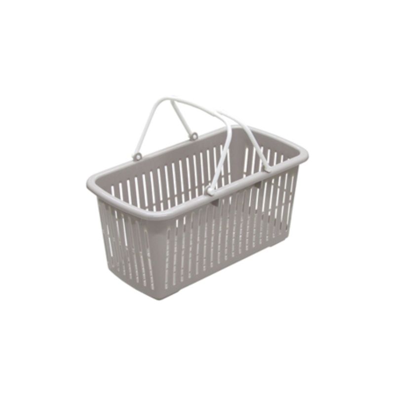 Set of 10 slim grey baskets with handles, 29.7cm, ideal for stylish home and office organization.