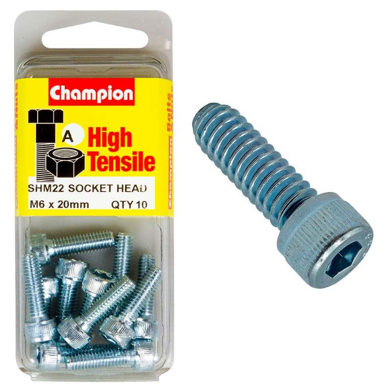 Champion Socket HD Set Screw M6 x 20 (A) - GR12.9, premium-grade, high-strength fastening for automotive and engineering applications.