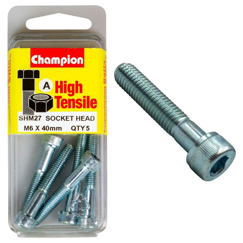 Champion Socket HD Set Screw M6 x 40 (A) - GR12.9 in high-strength GR12.9 material for secure, durable fastening in various applications.