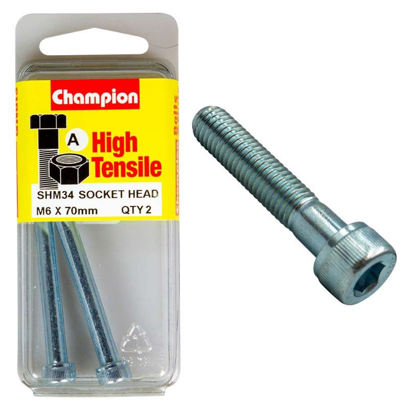 High-grade GR12.9 steel socket head screw M6 x 70, designed for durability in automotive and DIY applications.