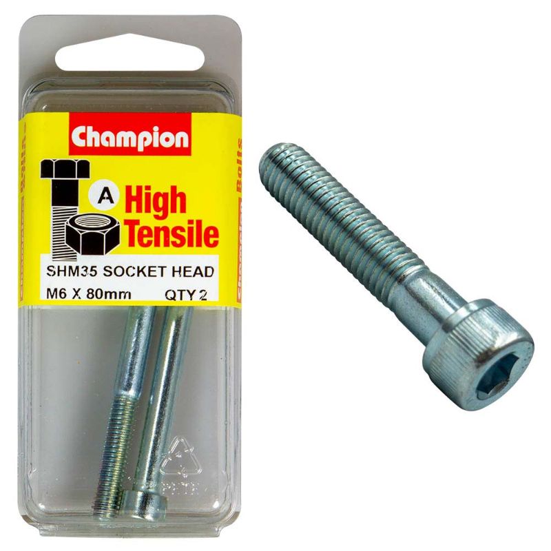 Champion Socket HD Set Screw M6 x 80, made from high-grade steel, ideal for reliable fastening in tight spaces.