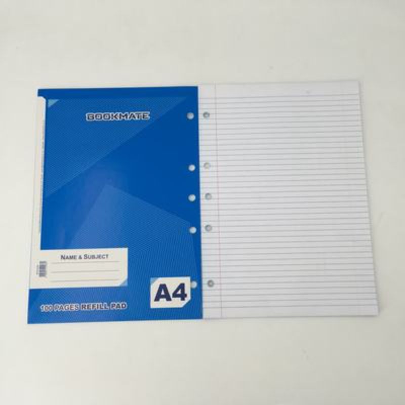 A set of 10 A4 refill pads featuring 7mm ruled lines on smooth white paper, perfect for organized note-taking and journaling.