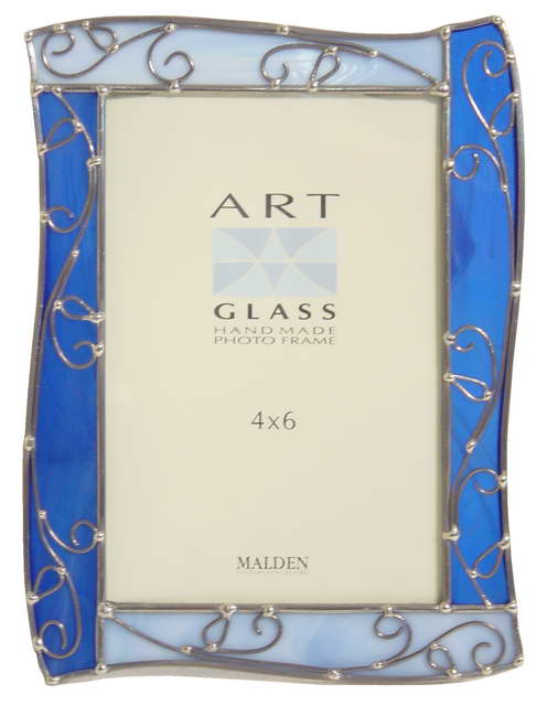 Elegant blue wave-patterned photo frame, perfect for showcasing cherished memories and enhancing coastal-themed decor.