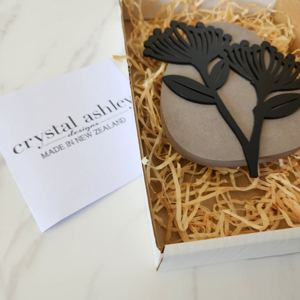 Floral Pebble Pohutukawa Flower wall art in minimalist design, crafted from premium 12mm VCM for elegant home décor.