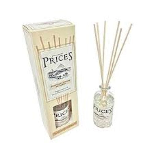 Heritage Reed Diffuser featuring Prices Egyptian Cotton scent with dimensions of 250mm x 75mm x 53mm.