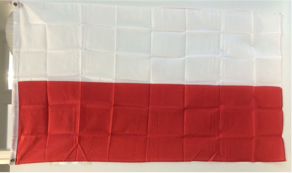 Vibrant 1.5m Poland flag made from durable polyester, featuring hemmed edges and reinforced eyelets for easy display.