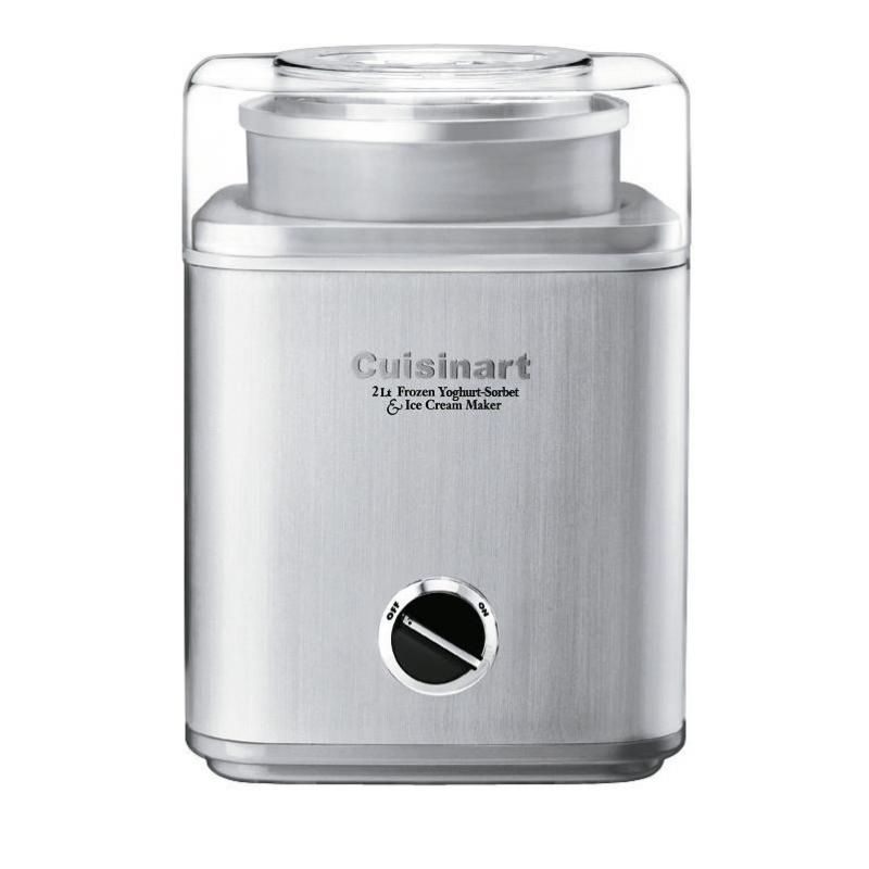 Cuisinart ICE-30BCA stainless steel ice cream maker, making 2 liters of homemade ice cream in 25 minutes with BPA-free materials.