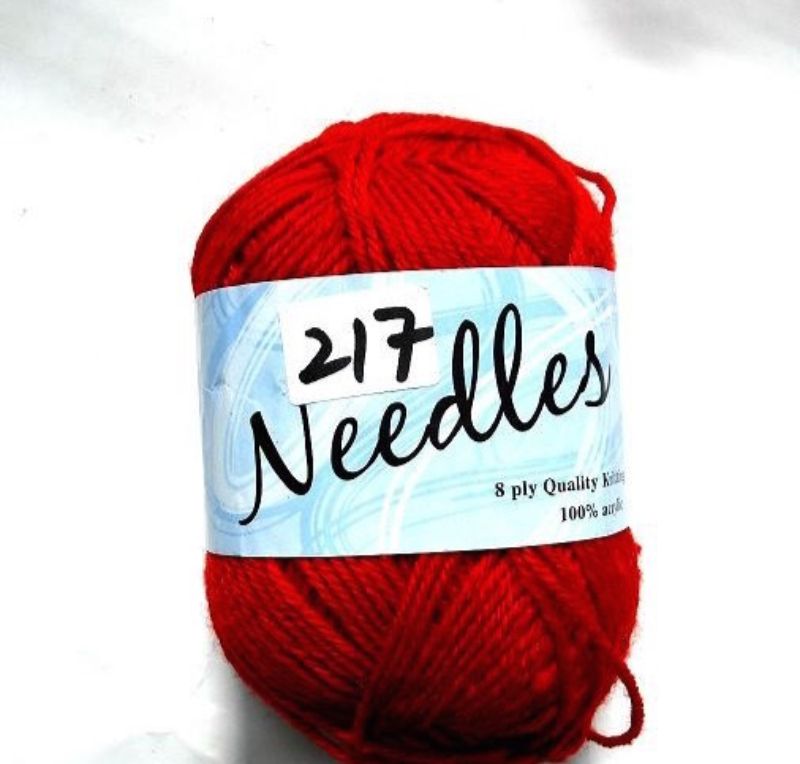 Bright red acrylic yarn set of 6, each 100g, ideal for knitting, crocheting, and crafting colorful projects.