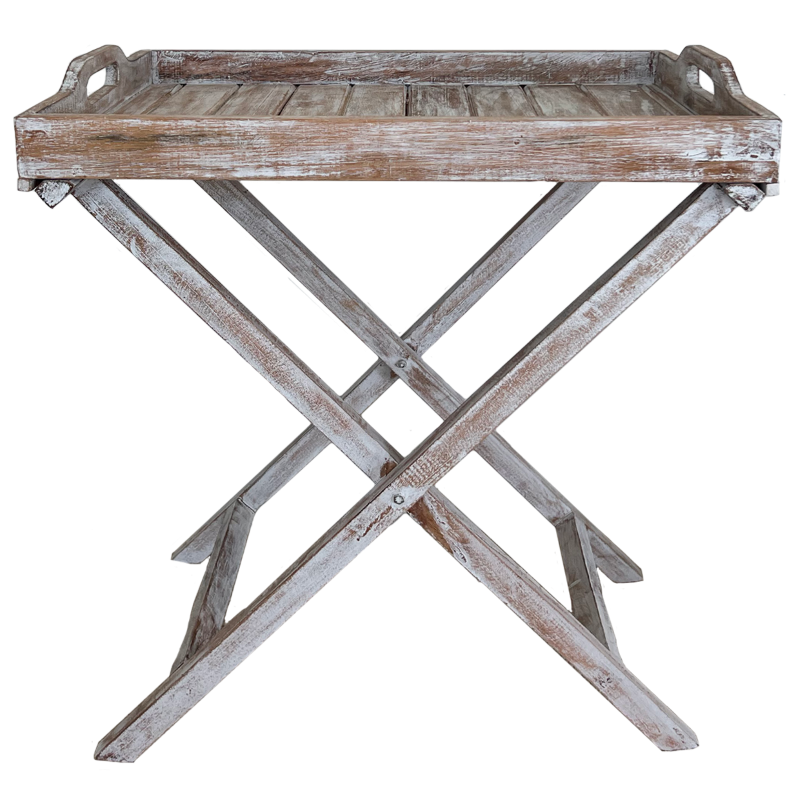 Butlers Tray w/Folding Stand (White Wash)