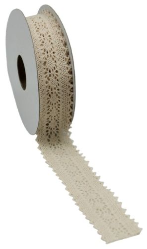 Cream lace ribbon, 3.5cm wide and 10m long, perfect for wedding decor, gift wrapping, and scrapbooking projects.