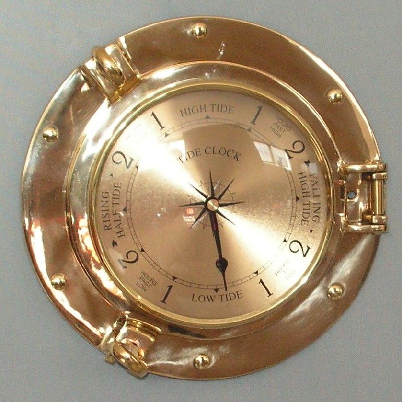 Table Clock - Brass Port Hole Tide (23cm)