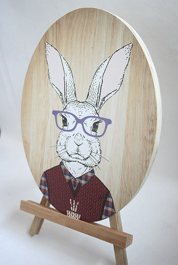 Adorable rabbit silhouette wall art made from eco-friendly plywood, perfect for adding charm to any room.
