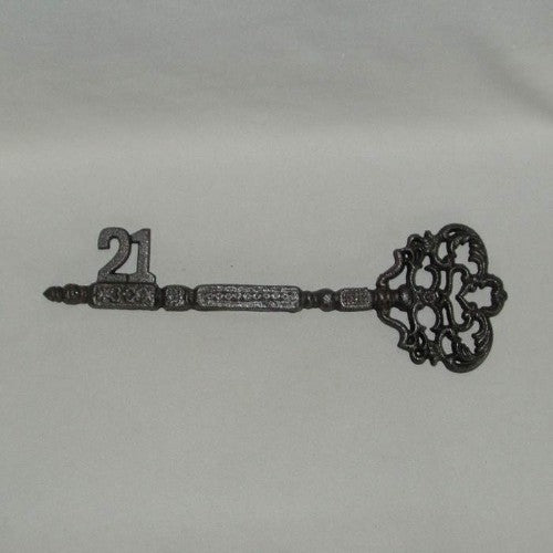 Oversized 37cm decorative key made from solid cast iron, perfect for adding vintage charm to any space.