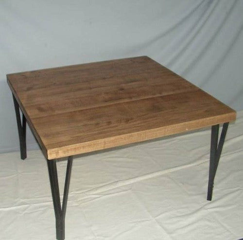 Stylish Coffee Table 80x80x46 in faux recycled wood with a gunmetal finish, perfect for modern or rustic decor.