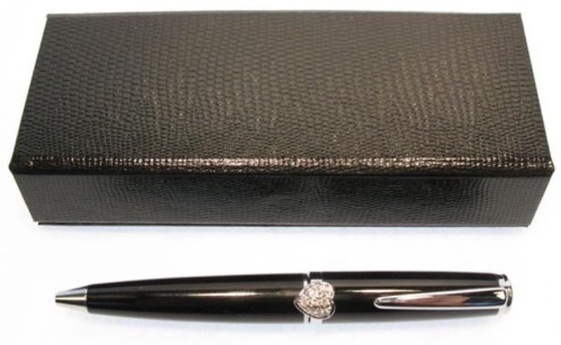 Elegant Heart Mini Pen in blue gift box, perfect for stylish writing and thoughtful gifting.