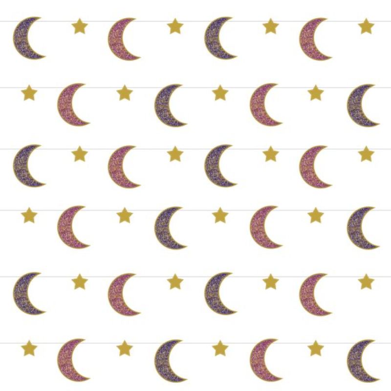 Opulent Eid hanging string decorations in vibrant colors, pack of 6, perfect for enhancing festive celebrations.