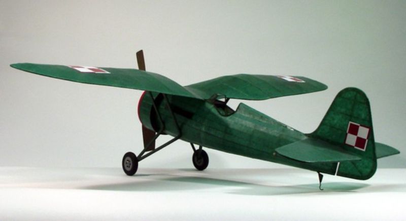 Balsa Kit and Glider - Dumas PZL P11C KIT (30" Wingspan)