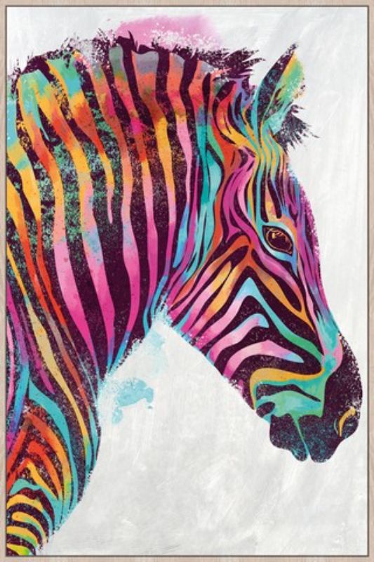Vibrant framed canvas art featuring bold multi stripes, perfect for modern decor and enhancing any living space.
