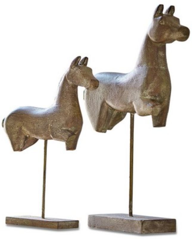 Set of 2 Wooden Horse Ornaments, 49cm each, showcasing rustic charm and eco-friendly craftsmanship for home decor.