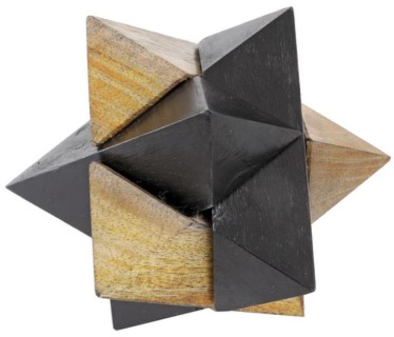 Wood puzzle game in natural and black colors, perfect for cognitive skill development and family fun, measuring 7.5cm.