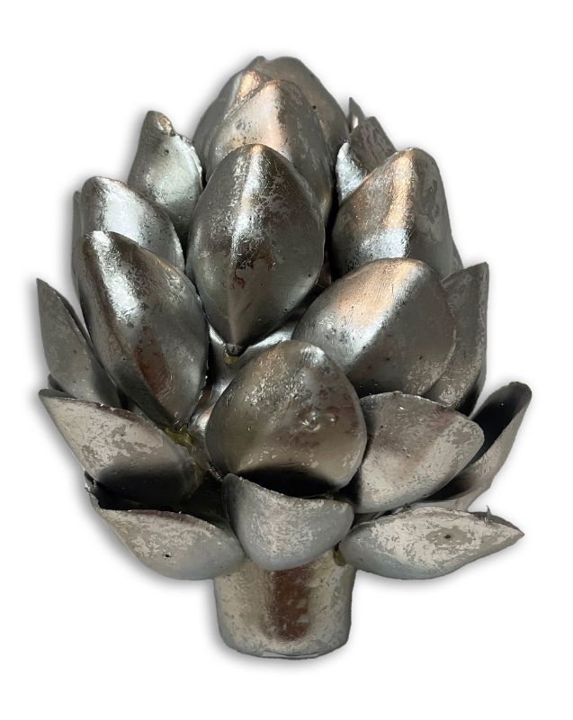 Elegant silver artichoke ornament (15.2cm) with vintage finish, perfect for festive or year-round home decor.