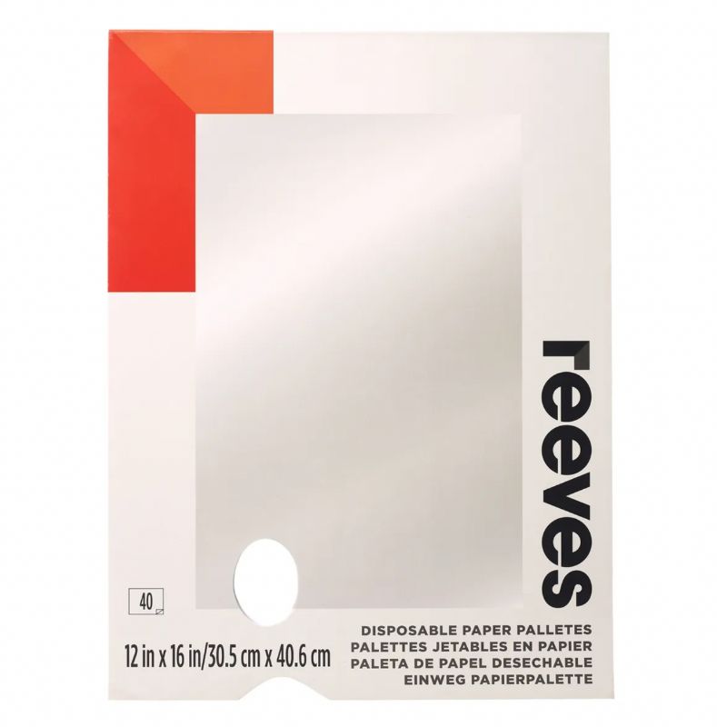 Reeves Tear Off Palette 12x16in, featuring 40 disposable sheets, ideal for oil and acrylic painting without mess.