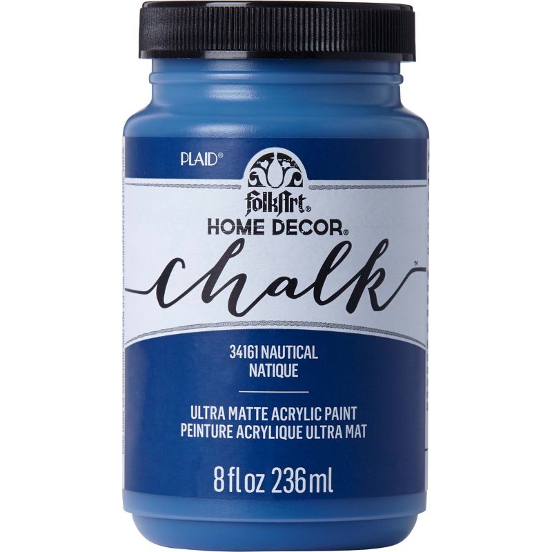 Folk Art Home Decor Chalk Acrylic Paint in Nautical, 8oz; rich color, ultra-matte finish for versatile crafting on various surfaces.