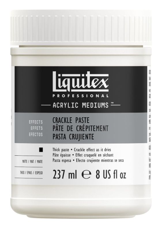 Liquitex Crackle Paste 237ml in a jar, ideal for creating textured, crackled effects on canvas and rigid surfaces.