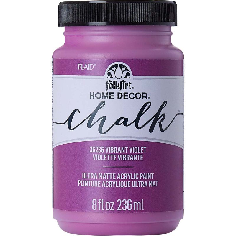Vibrant Violet chalk acrylic paint in an 8oz can, perfect for versatile home decor projects with an ultra-matte finish.